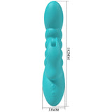 Party Up BRYNLYN Rabbit Vibrator – Teal Silicone USB Rechargeable - VIBRATORS