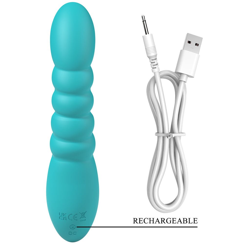 Party Up BRYNLYN Rabbit Vibrator – Teal Silicone USB Rechargeable - VIBRATORS
