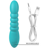 Party Up BRYNLYN Rabbit Vibrator – Teal Silicone USB Rechargeable - VIBRATORS