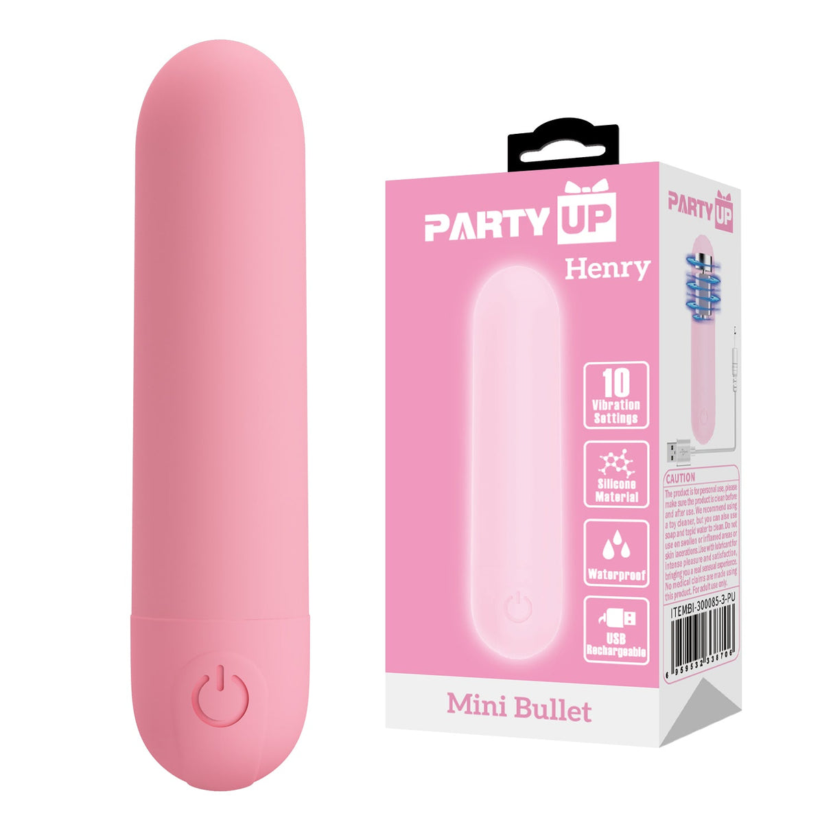 Party Up HENRY Mini Bullet Vibrator – 10 Functions, USB Rechargeable - BULLETS & EGGS