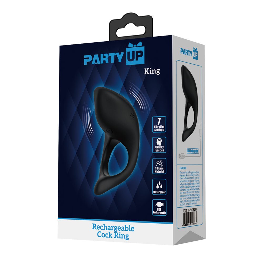 Party Up KING Rechargeable Cock Ring - Black - Naughty by Nature Adult Store