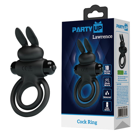 Party Up LAWRENCE Vibrating Cock Ring - Black - Naughty by Nature Adult Store