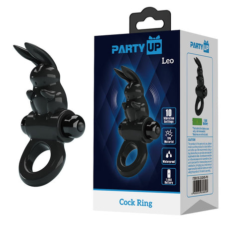 Party Up LEO Vibrating Cock Ring - Black - Naughty by Nature Adult Store