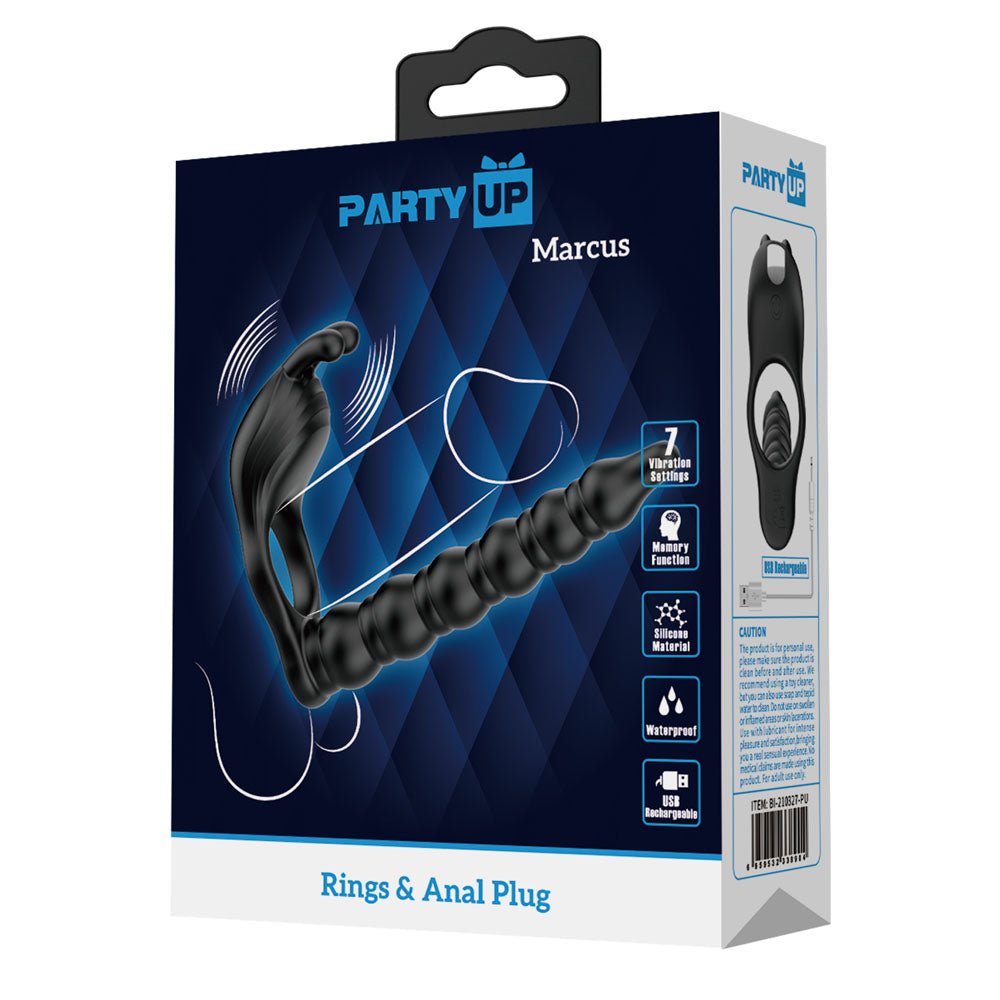 Party Up MARCUS Ring & Anal Plug - Vibrating - Naughty by Nature Adult Store