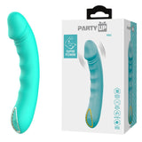 Party Up NIKI Teal Silicone Vibrator | 10 - Mode USB Rechargeable Wand - VIBRATORS