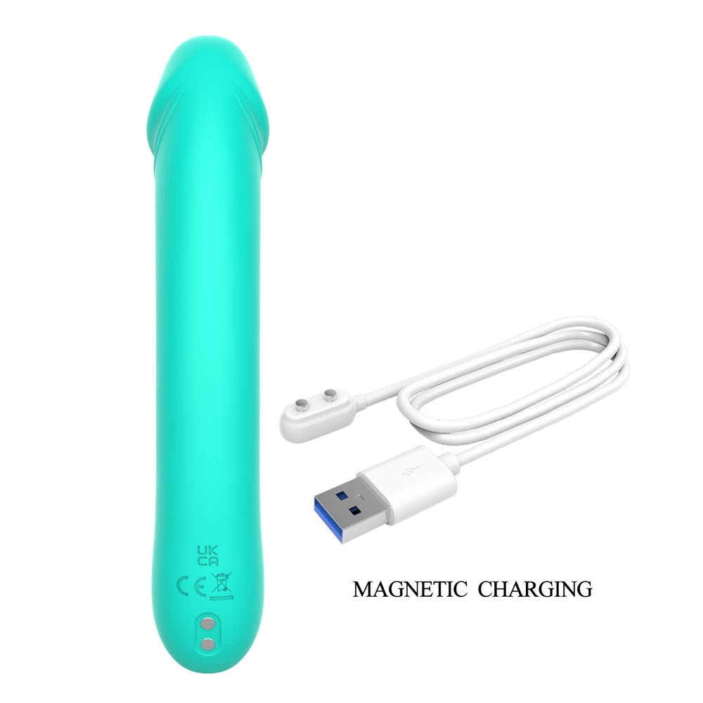 Party Up NIKI Teal Silicone Vibrator | 10 - Mode USB Rechargeable Wand - VIBRATORS
