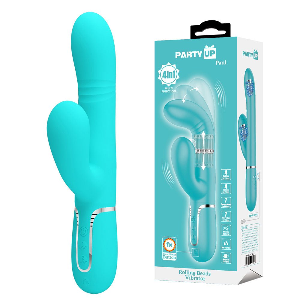 Party Up PAUL Rolling Beads Vibrator - Teal | 7 Functions Naughty by Nature Adult Store Party Up PAUL Rolling Beads Vibrator - Teal | 7 Functions Naughty by Nature Adult Store