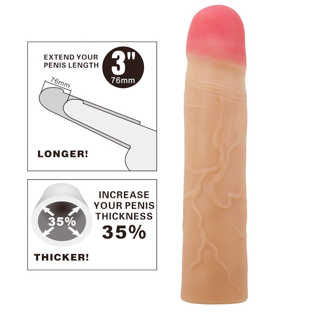 Party Up PHILIP 3 Inch Extender Sleeve - Flesh - SLEEVES - Naughty by Nature Adult Store