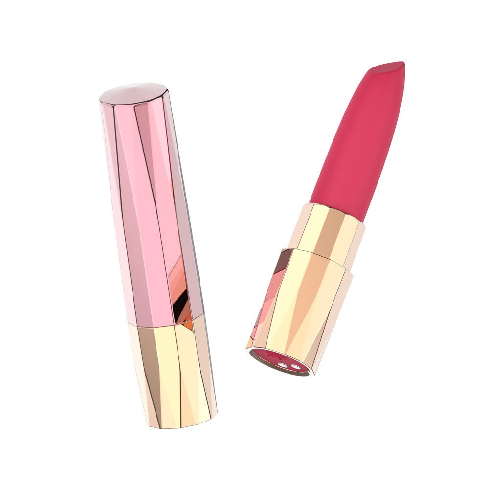 Passion Play Rechargeable Lipstick Vibe Pink Gold 9.6 Cm Bullet Vibrator - BULLETS & EGGS