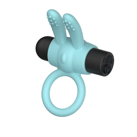 Passion Play Silicone Rabbit Vibrating Cock Ring Blue USB Rechargeable - COCK RINGS