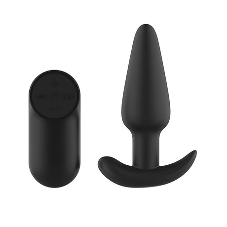 Passion Play Silicone Vibrating Butt Plug With Remote USB Rechargeable Black - ANAL TOYS