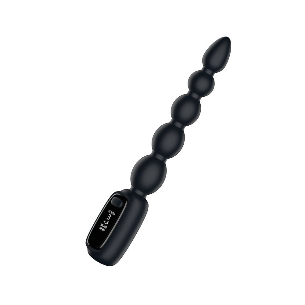 Passion Play Vibrating Anal Beads With LED Screen Black 23 Cm USB Rechargeable - ANAL TOYS