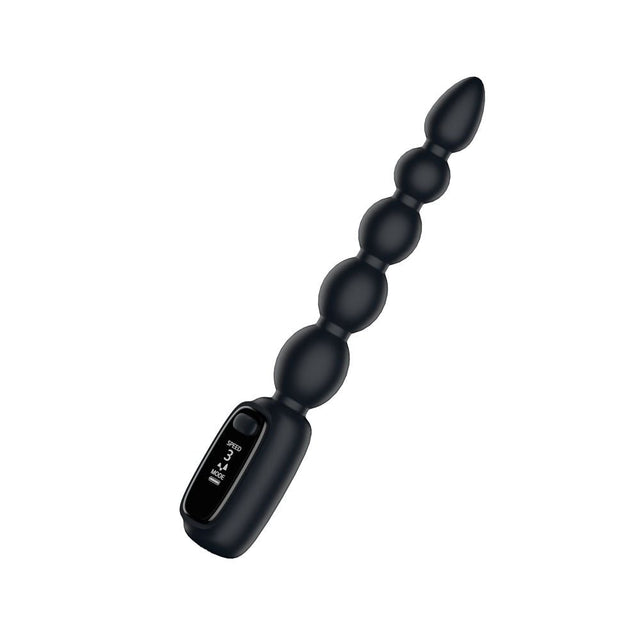 Passion Play Vibrating Anal Beads With LED Screen Black 23 Cm USB Rechargeable - ANAL TOYS