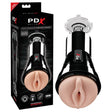 PDX Elite Cock Compressor Vibrating Stroker - Flesh USB Rechargeable Vibrating Pussy Stroker with Suction Base - MASTURBATORS
