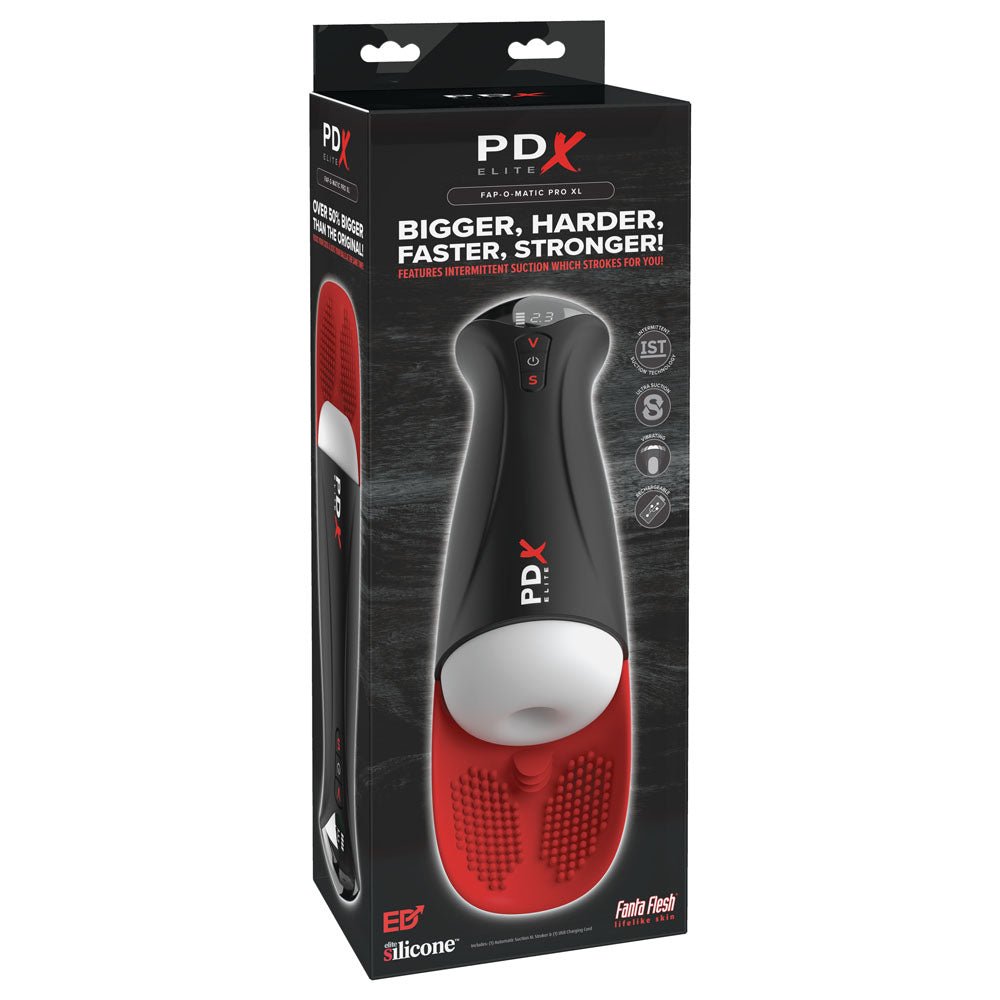 PDX Elite Fap - O - Matic Pro XL - White/Red - Rechargeable Auto Stroker - MASTURBATORS