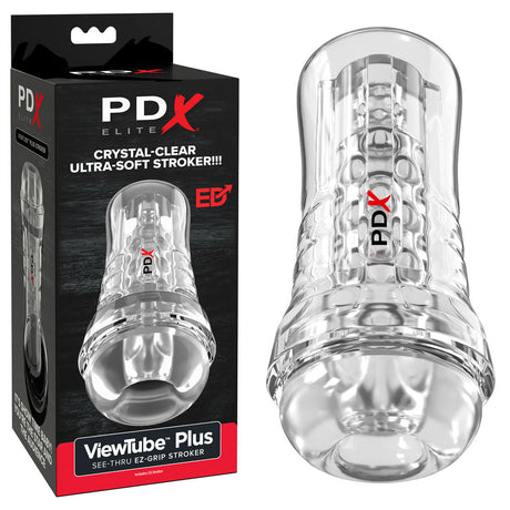 PDX Elite ViewTube EZ Grip Stroker Clear Deluxe Pro - MASTURBATORS