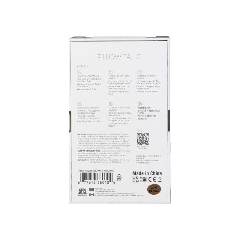 Pillow Talk Fancy Luxurious Glass Anal Plug w Clear Gem - Adult Toys