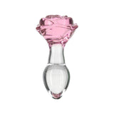 Pillow Talk Rosy Luxurious Glass Anal Plug w Clear Gem - Adult Toys