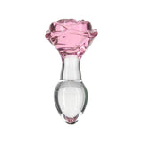 Pillow Talk Rosy Luxurious Glass Anal Plug w Clear Gem - Adult Toys