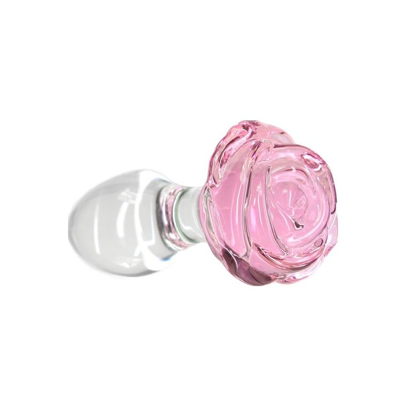 Pillow Talk Rosy Luxurious Glass Anal Plug w Clear Gem - Adult Toys