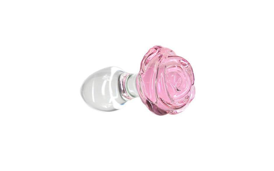 Pillow Talk Rosy Luxurious Glass Anal Plug w Clear Gem - Adult Toys