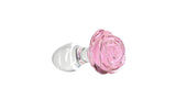 Pillow Talk Rosy Luxurious Glass Anal Plug w Clear Gem - Adult Toys