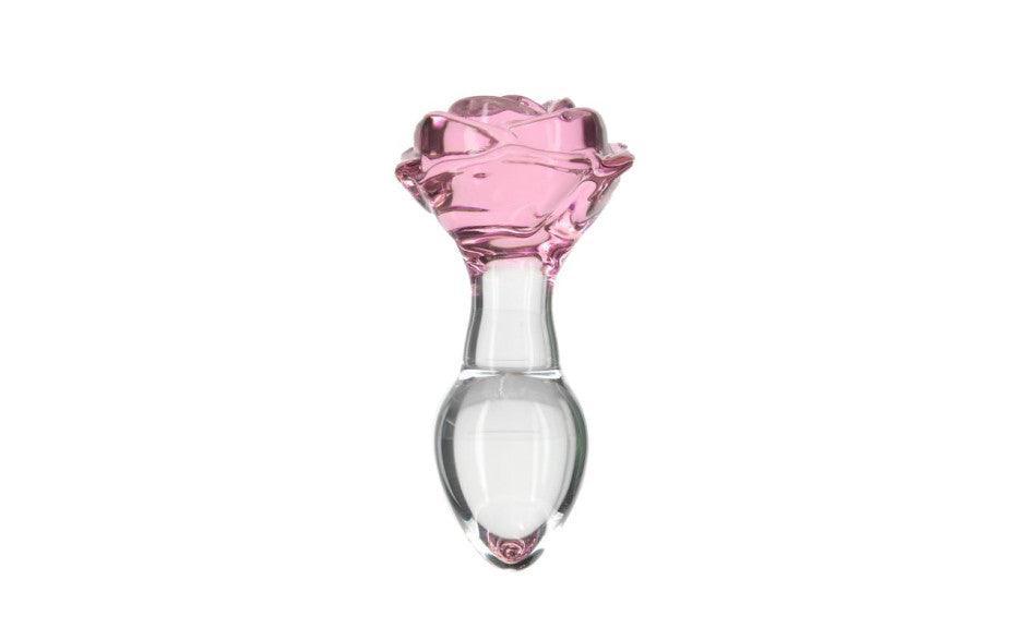Pillow Talk Rosy Luxurious Glass Anal Plug w Clear Gem - Adult Toys
