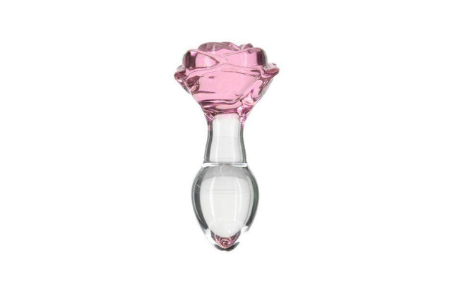 Pillow Talk Rosy Luxurious Glass Anal Plug w Clear Gem - Adult Toys