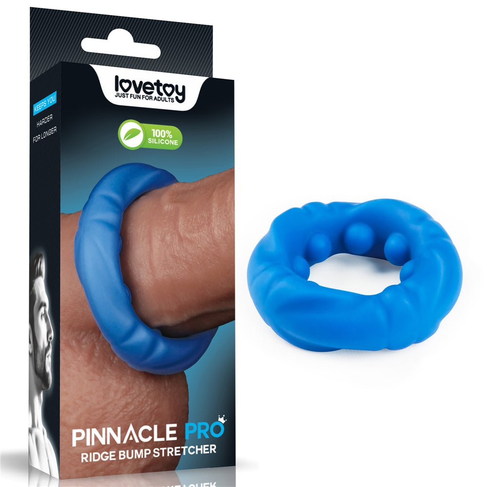 Pinnacle Pro Ridge Bump Stretcher - Blue Cock Ring - COCK RINGS