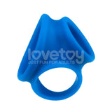 Pinnacle Pro Trio Grip Enhancer - Blue Cock & Balls Ring - COCK RINGS