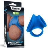 Pinnacle Pro Trio Grip Enhancer - Blue Cock & Balls Ring - COCK RINGS