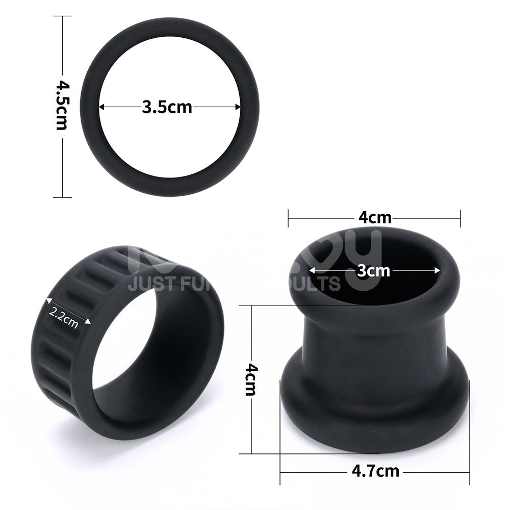 Pinnacle Pro Twin Grip Enhancer - Black Cock & Balls Ring - COCK RINGS