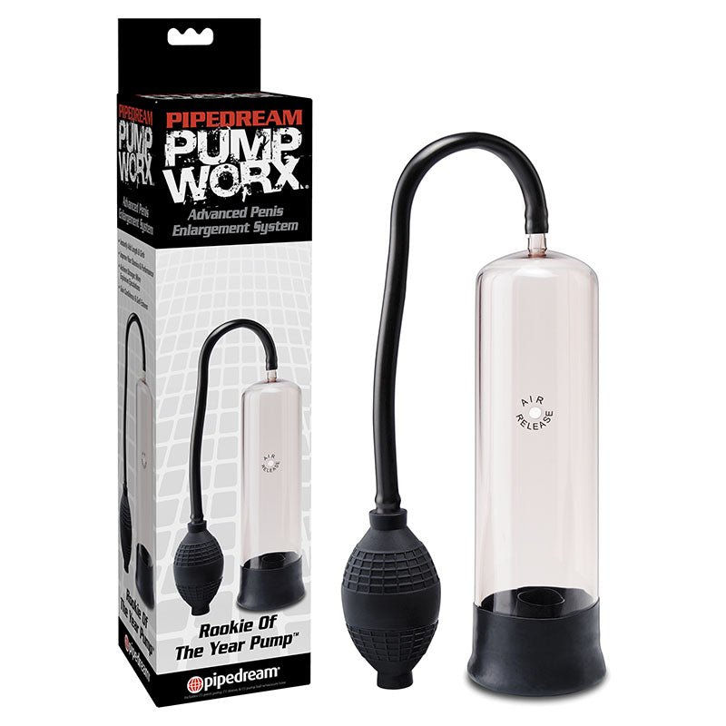 Pipedream Pump Worx Rookie Of The Year Penis Pump - Clear/Black PVC - PUMPS