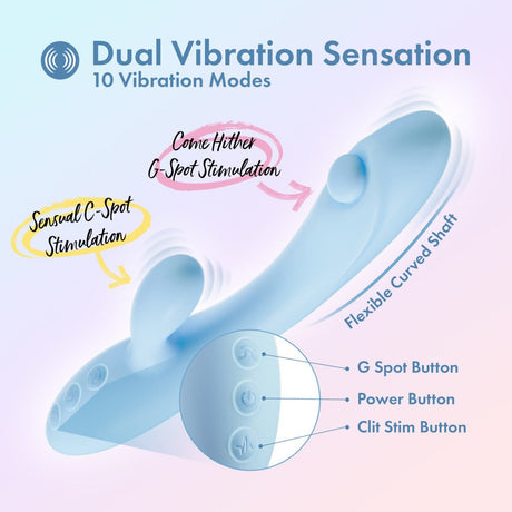 Play With Me - Moondust Magic - Blue 20.3 cm USB Rechargeable Rabbit Vibrator - VIBRATORS