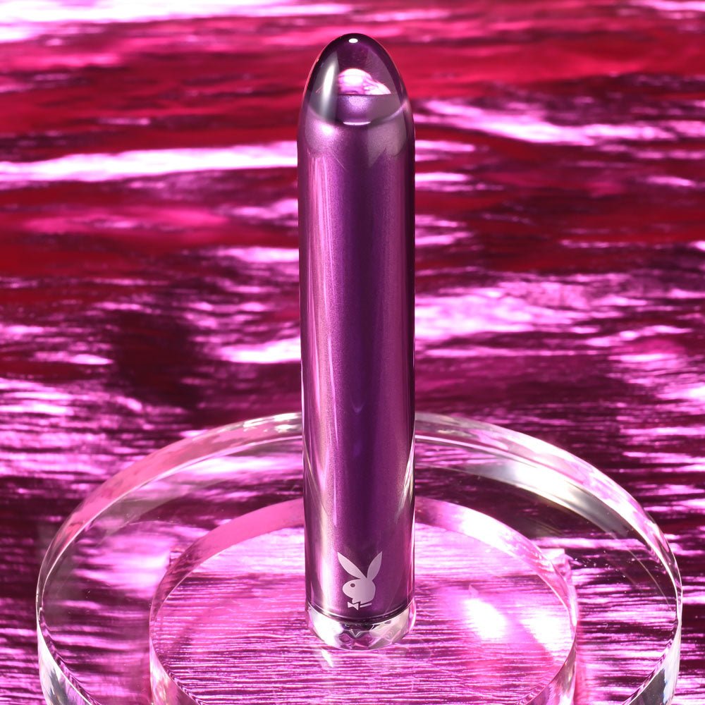 Playboy Pleasure AMETHYST - Glass Tipped Mini Vibrator - BULLETS & EGGS