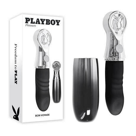 Playboy Pleasure Bon Voyage USB C Rechargeable Tapping Vibrator Black Chrome - VIBRATORS