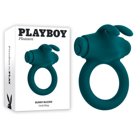 Playboy Pleasure BUNNY BUZZER - Green USB Rechargeable Vibrating Cock Ring - COCK RINGS