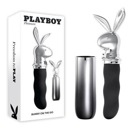 Playboy Pleasure Bunny On The Go Black Chrome USB C Rechargeable Vibrator - VIBRATORS