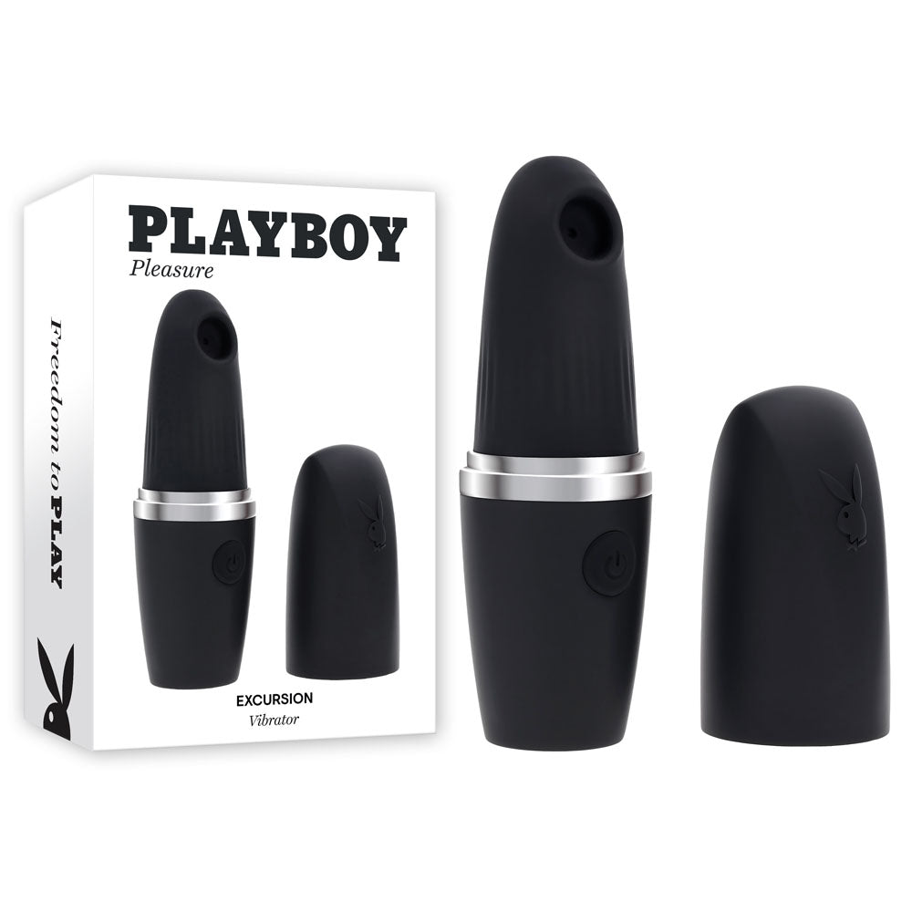 Playboy Pleasure EXCURSION - Black 14.2 cm USB Rechargeable Suction Stimulator - STIMULATORS