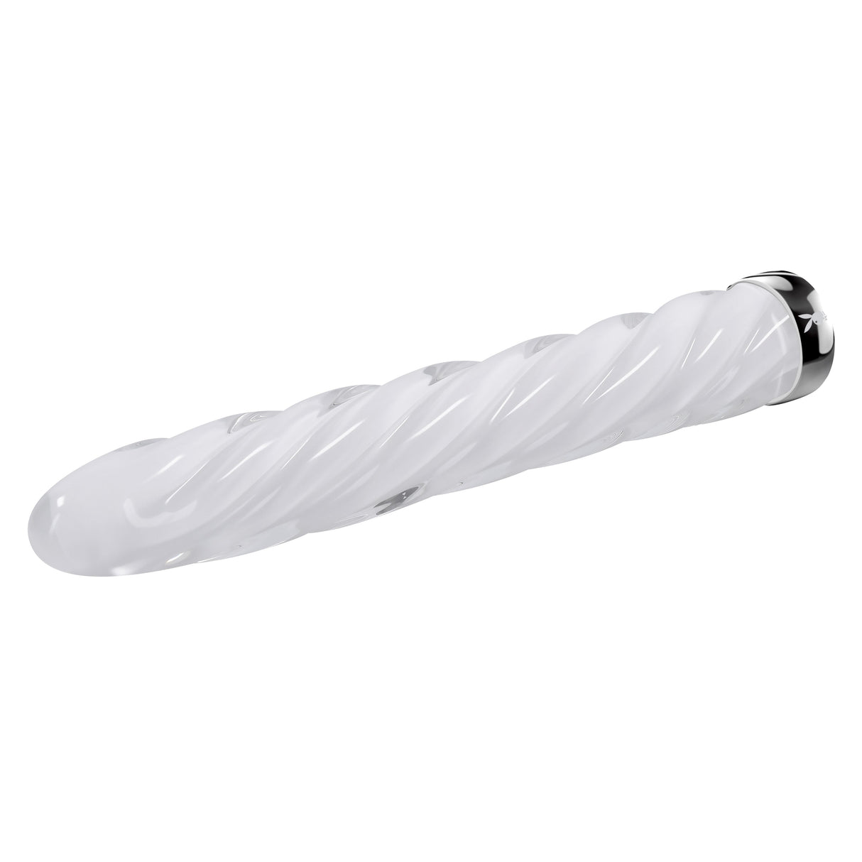 Playboy Pleasure IN A TWIST - White Glass Rechargeable Vibrator - VIBRATORS