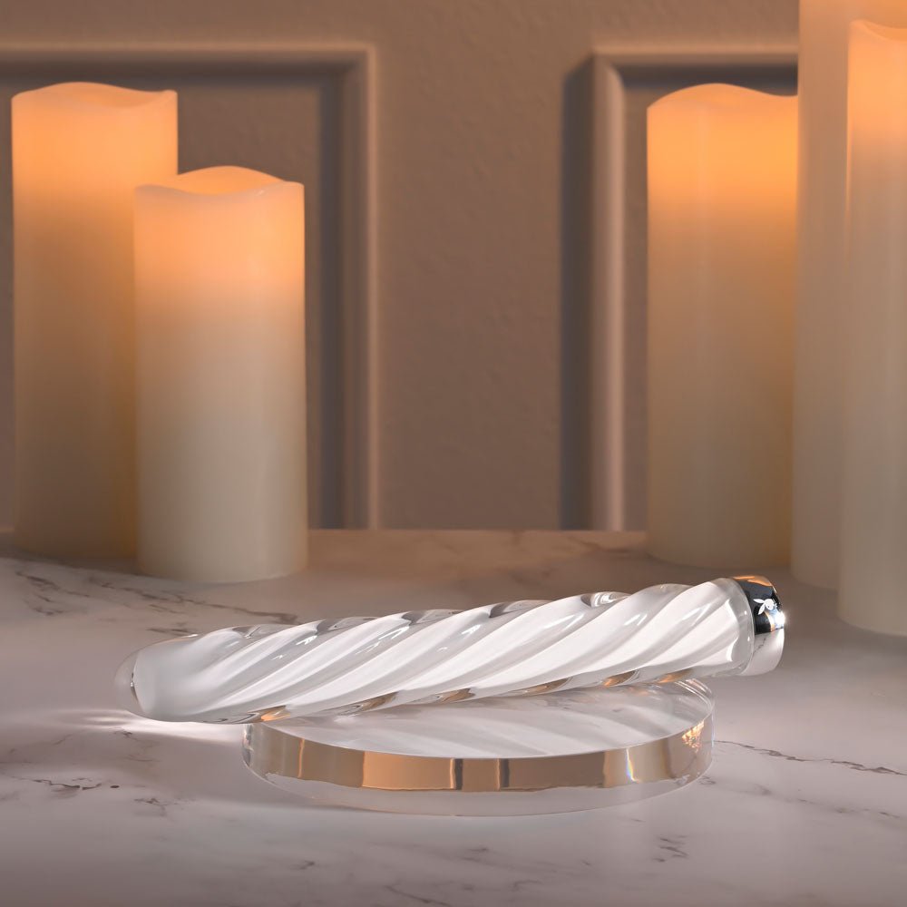 Playboy Pleasure IN A TWIST - White Glass Rechargeable Vibrator - VIBRATORS