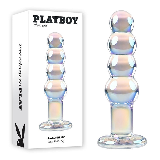 Playboy Pleasure JEWELS BEADS - Clear Glass 12 cm Anal Beads - GLASS TOYS