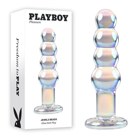Playboy Pleasure JEWELS BEADS - Clear Glass 12 cm Anal Beads - GLASS TOYS