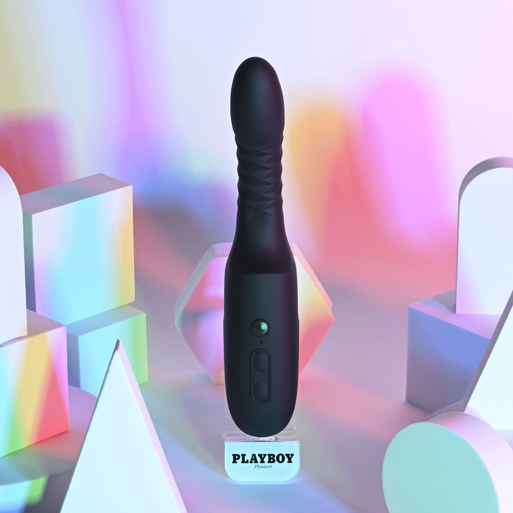 Playboy Pleasure Overdrive Thrusting Vibrator – Heated & Suction Base - VIBRATORS