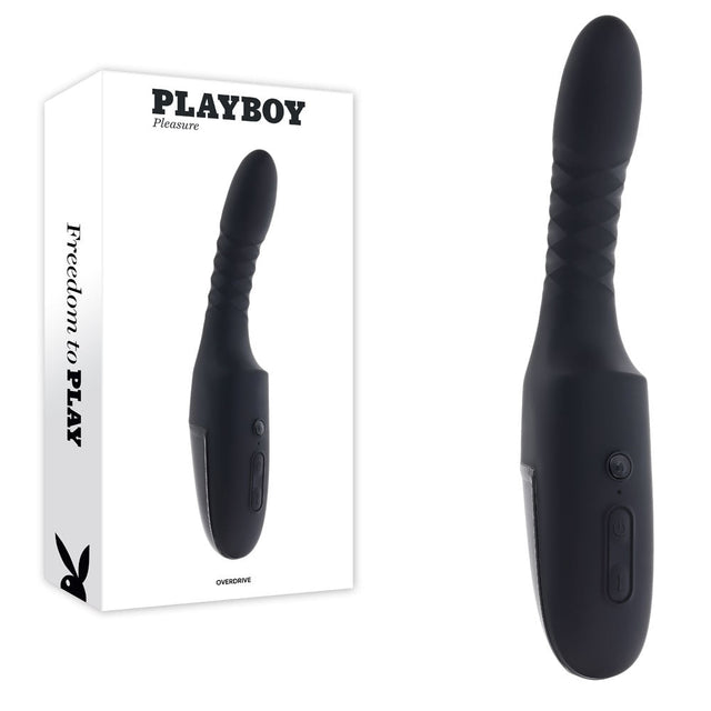 Playboy Pleasure Overdrive USB Rechargeable Thrusting Vibrator Black - VIBRATORS
