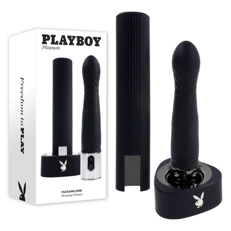 Playboy Pleasure PLEASURE ZONE - Black 21.4 cm Rechargeable Vibrator with USB Charging Dock - VIBRATORS