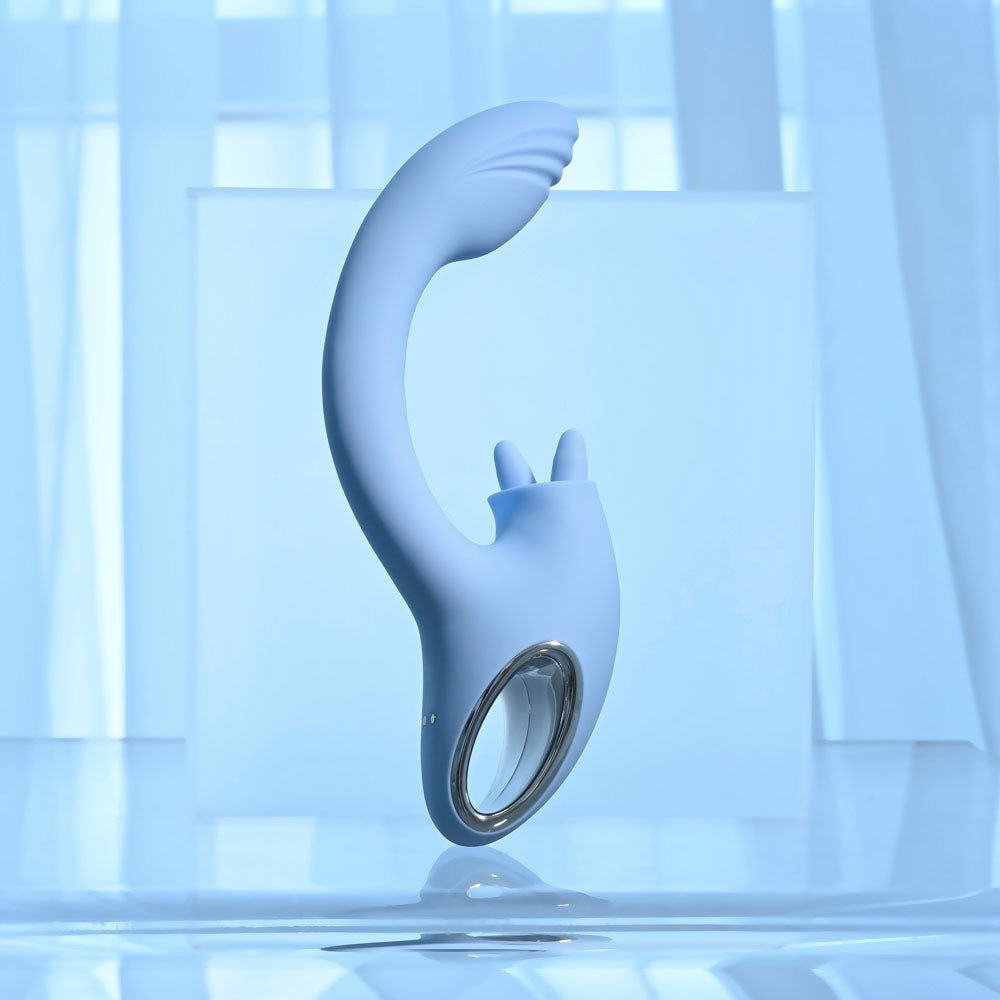 Playboy Pleasure SAPPHIRE SKY Vibrator with Double Tongue Stimulator - Naughty by Nature Adult Store