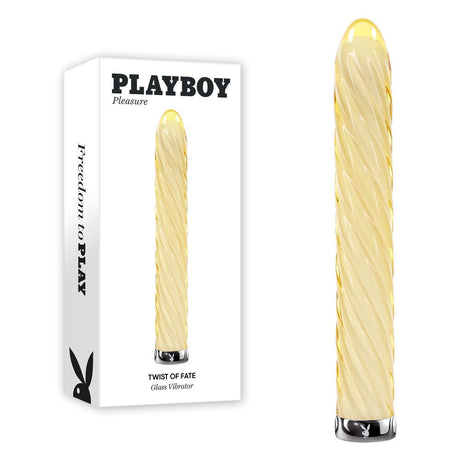 Playboy Pleasure TWIST OF FATE - Yellow Glass Rechargeable Vibrator - VIBRATORS