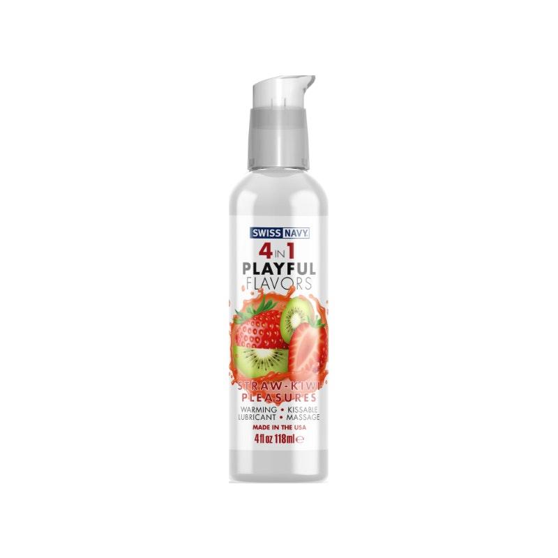 Playful Flavours 4 In 1 Strawberry/Kiwi Pleasure 4oz/118ml - Lotions & Potions