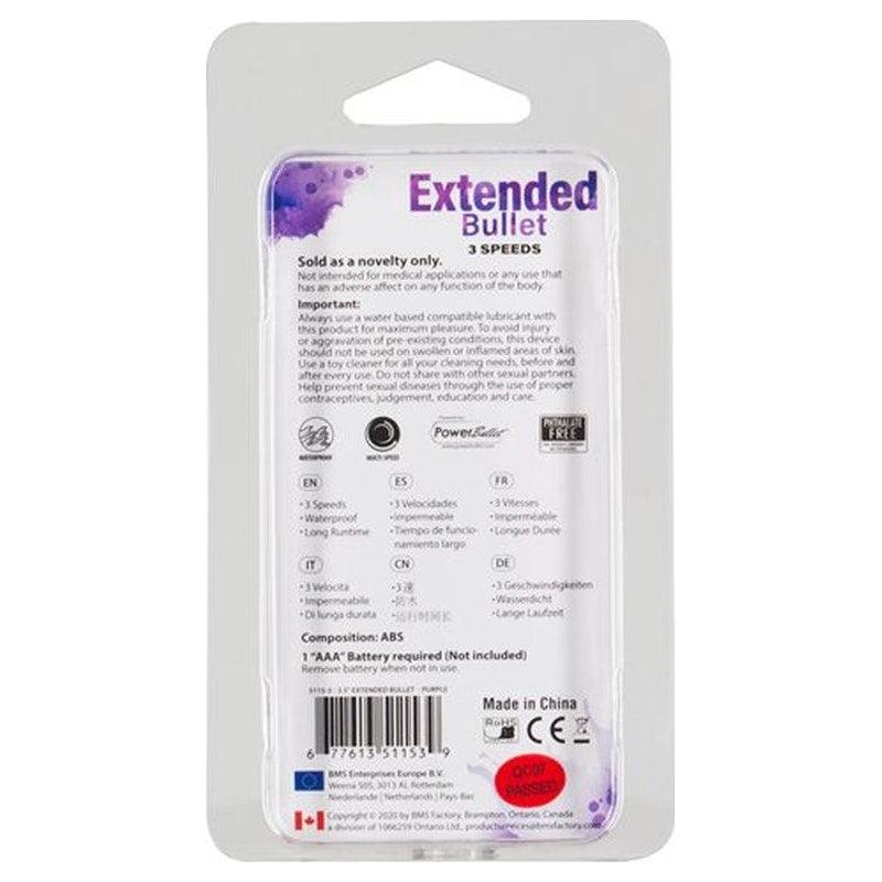 Power Bullet Extended 9cm 3 Speed Purple - Adult Toys